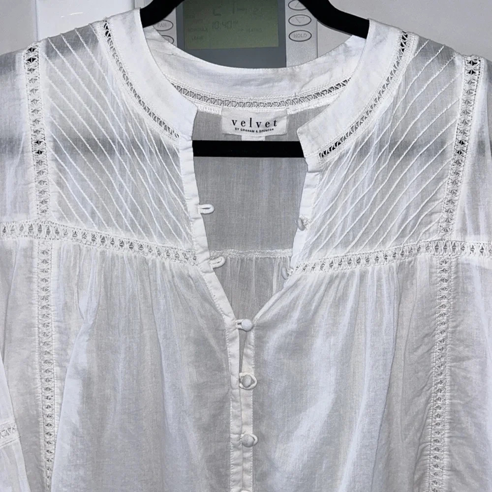 Velvet by Graham & Spencer Romy Boho Lace Top in White - Picture 5 of 10